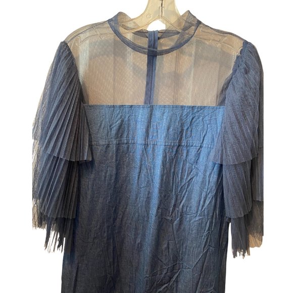 CQ by CQ denim tunic dress with tiered gauzy exaggerated sleeves sz Large, XL - Picture 2 of 11